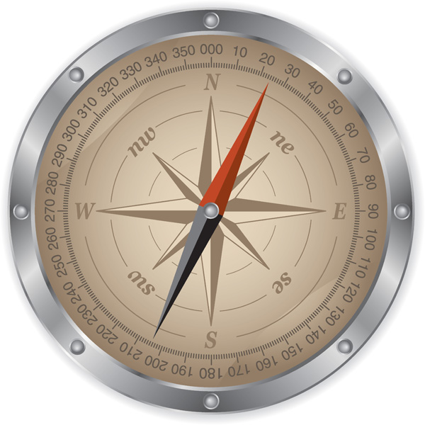 free vector Old map and compass vector